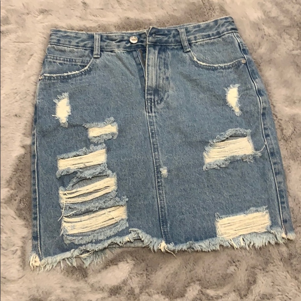 Distressed Denim skirt